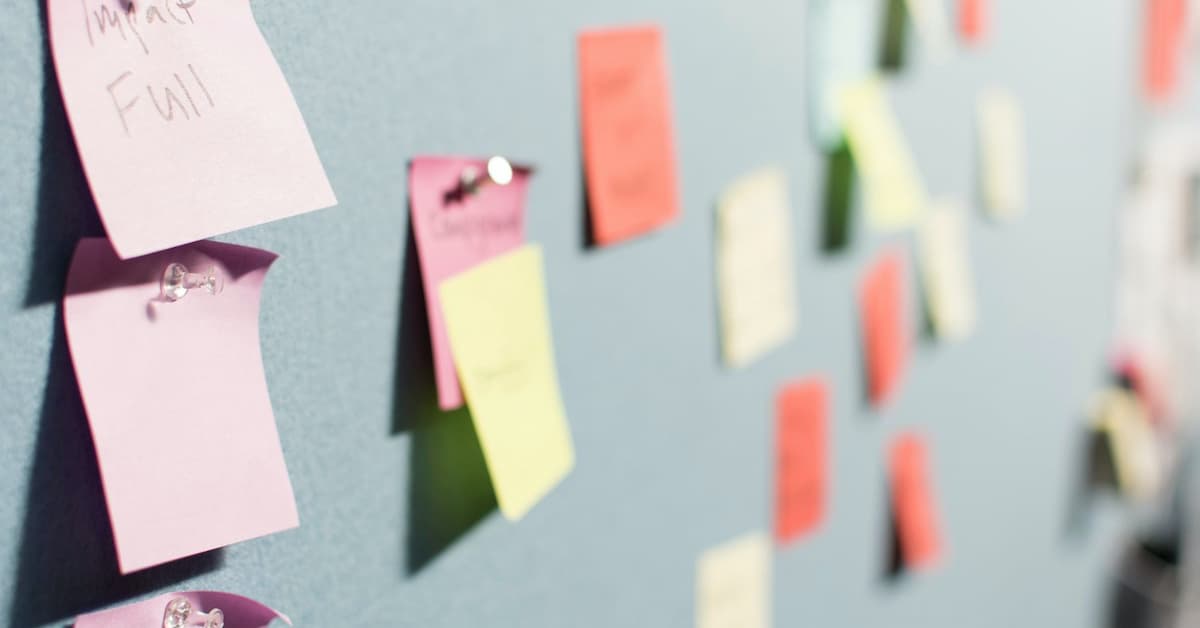 Colorful sticky notes on wall
